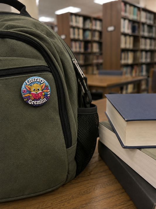 Literary Gremlin Button Pin