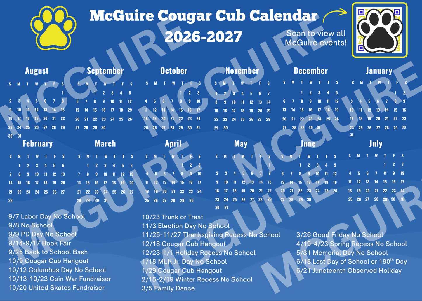Cougar Cub Calendar Magnet