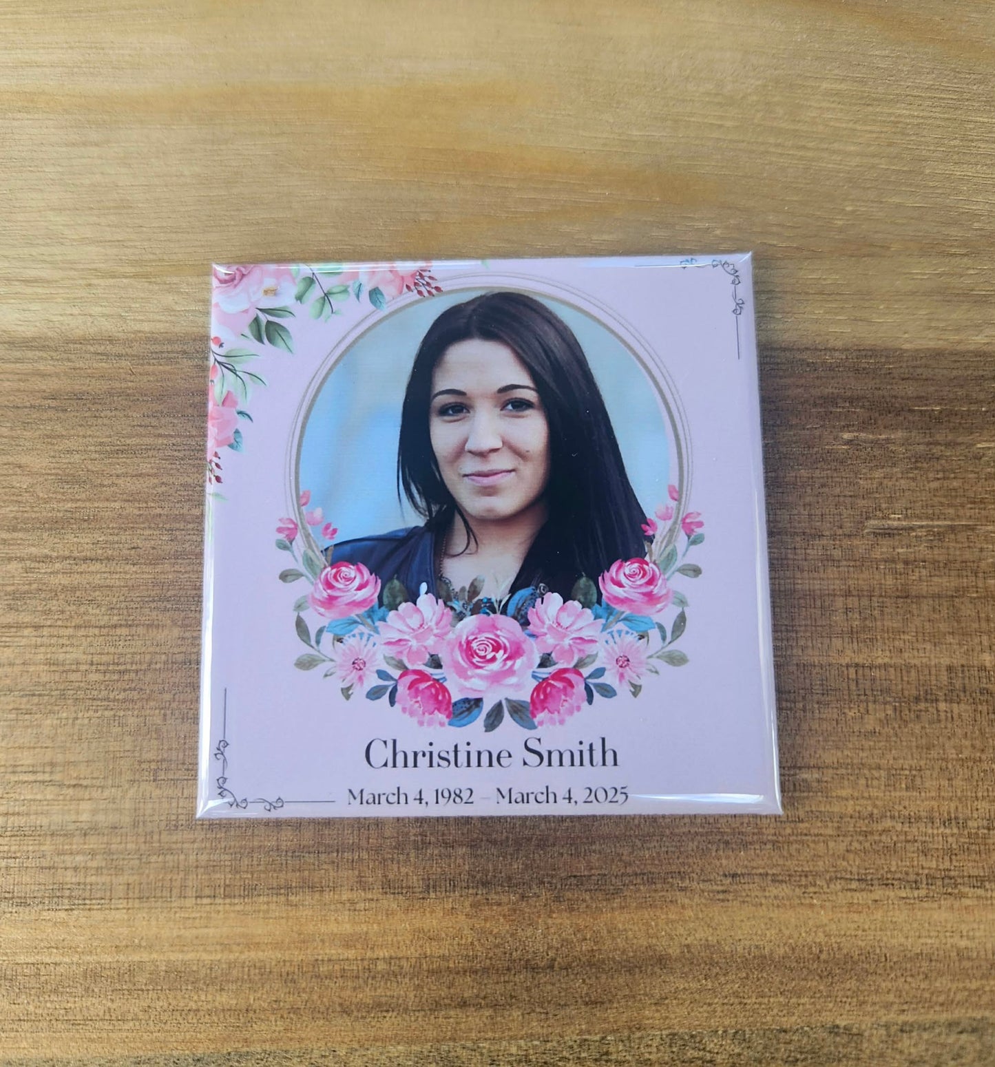 Pink Floral Memorial Magnet
