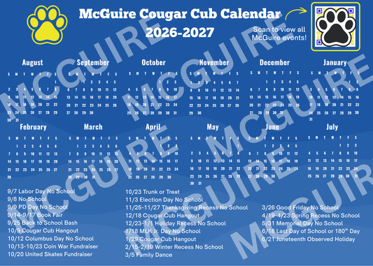 Cougar Cub Calendar Magnet